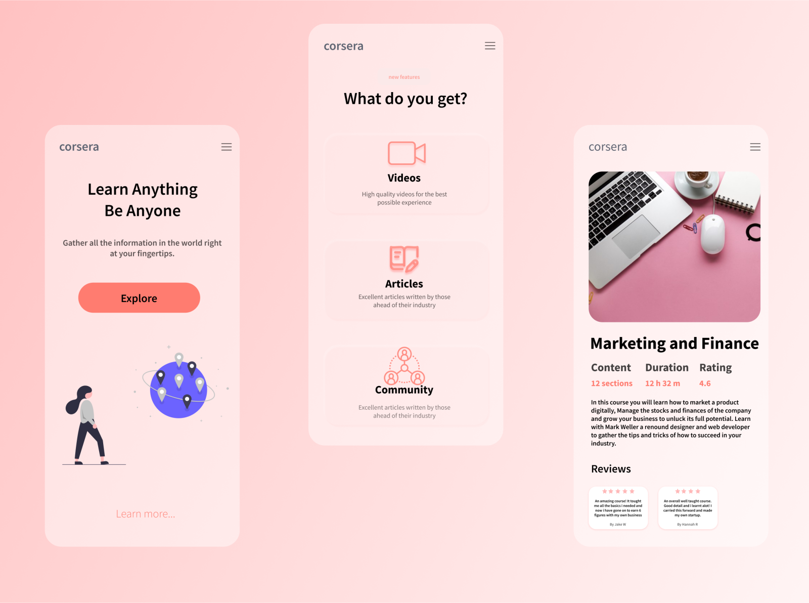 Course UI by Alex Gresswell on Dribbble