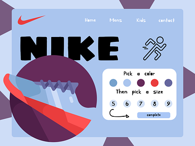 Nike cartoony redesign app art bold branding cartoon footwear illustration shoe sport strong trainer ui ux web