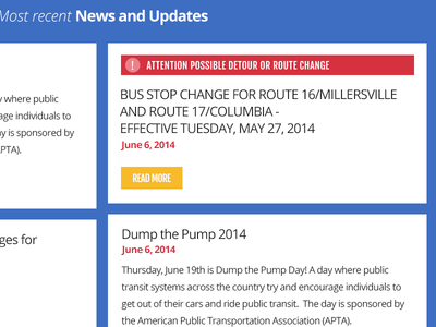 Red Rose Transit Authority News and Alerts bus clean transit ui ux web design website