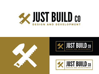 Just Build Logo brand branding design hammer logo mark saw studio typography web