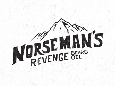 Norsemans Revenge White beard hand drawn lettering mountains typography