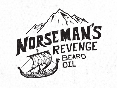 Norsemans Revenge Label 2 beard hand drawn lettering long boat longboat typography