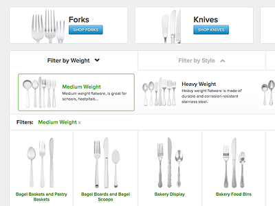 Type Filters ecommerce flatware spoon ui user interface web design