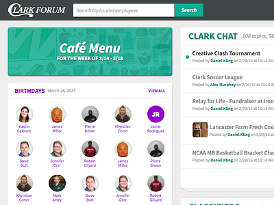 Clark Forum community forum intranet ui user interface web design