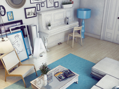 Scandinavian style interior - 3D visualization