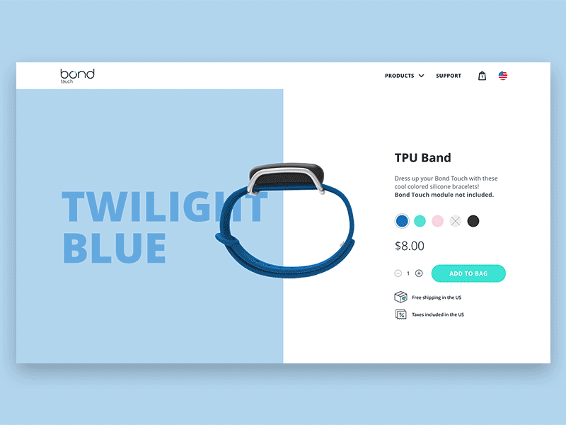 Product page for Bond Touch shop