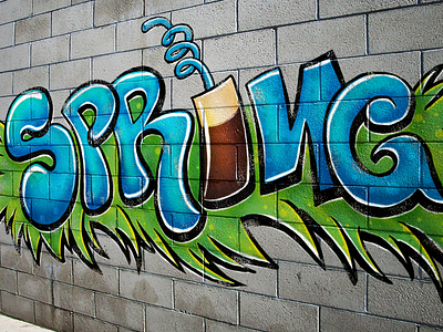 Spring coffee frappe graffiti illustration nescafe spring straw typography wall