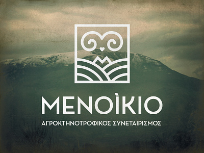 Menikio agriculture agropastoral aries cooperative feed fields greece greek land linear logo logotype m menikio milk mountain nature ram sheep typography
