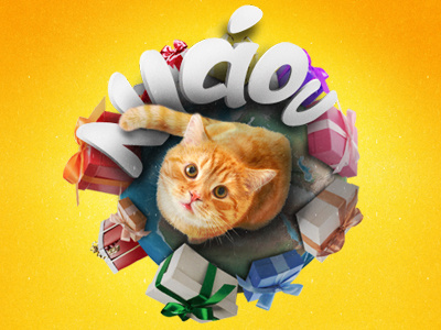 Niaou- World full of Friskies 3d cat competition earth friskies gift globe illustration purina ribbon typography world