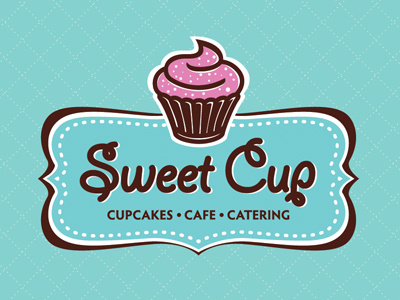 Sweet Cup logo bakery cafe candy catering coffee cup cupcake handwritten logo patisserie retro sweet