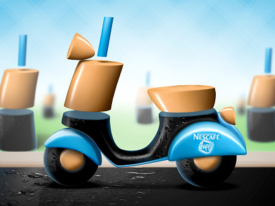 Frespa coffee frappe illustration motorcycle nescafe road vespa