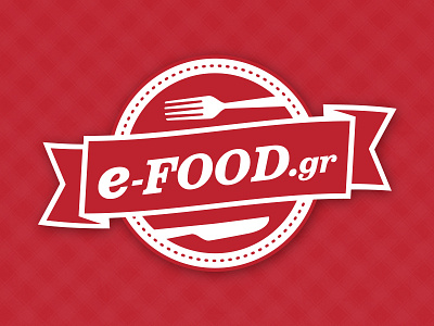 e-Food.gr circle delivery food fork knife logo ribbon