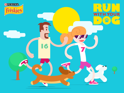 Run with your dog athlete dog flat friskies illustration marathon purina race run runner