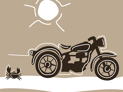 R26 bmw cafe crab illustration r26 racer retro sun vintage