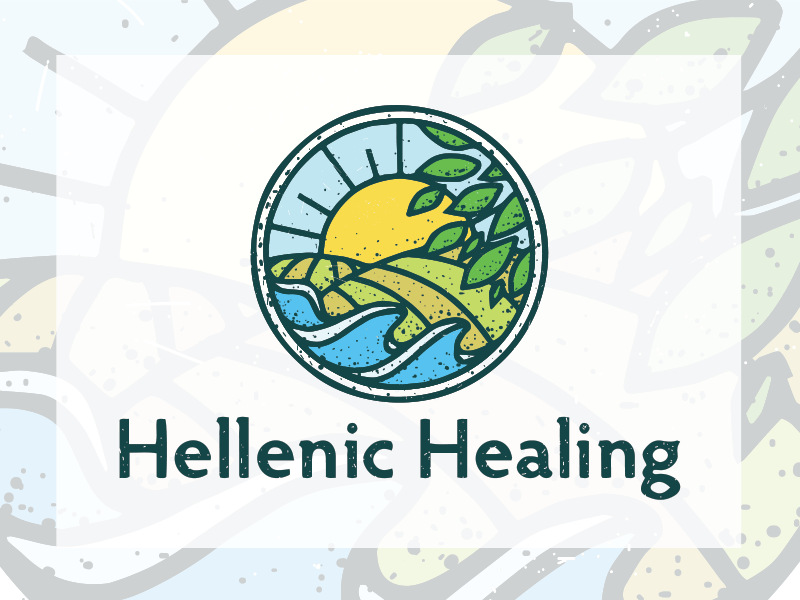 Hellenic Healing greek healing illustration land leaves logo nature sea sun