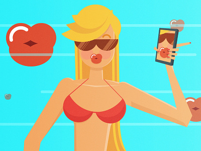 Duckface blonde duckface illustration selfie sexy summer vector