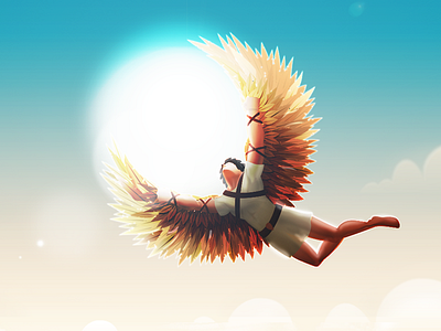 Icarus feather flight flying greece greek icarus myth mythology sky sun wings