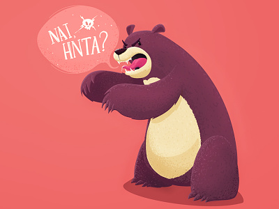 Bear angry animal bear cartoon character handmade illustration scull typography vector