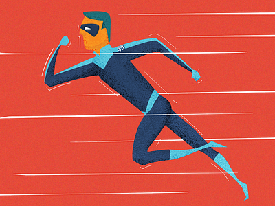Fast action blue cartoon character fast hero illustraton man run runner styleframe super