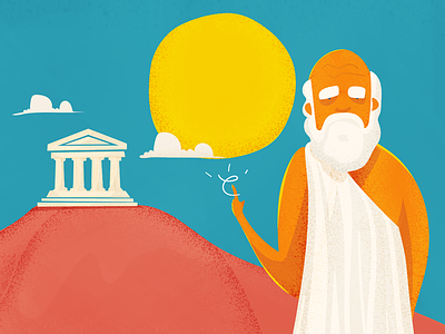 Socrates acropolis ancient character greece greek illustration socrates sun wise