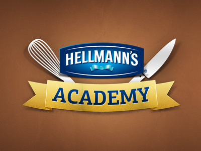 Hellmann's Academy logo academy chef cook cooking hellmanns kitchen knife logo logotype ribbon school