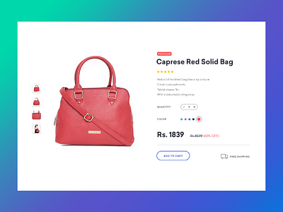 Product card page design bag card view cart e commerce product shopping ui ui design