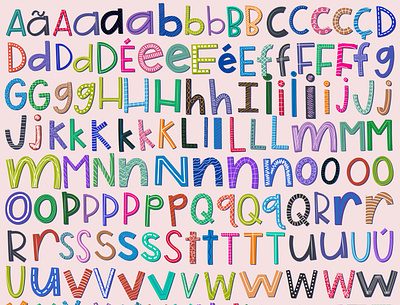 Colorful Handrawn Alphabet abc alphabet child dhildish font kids letters typography