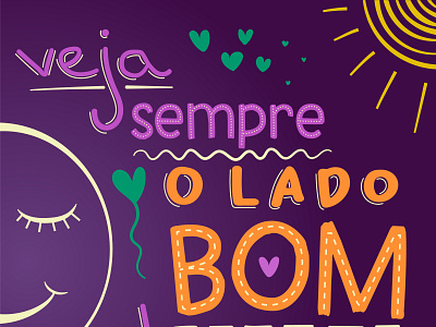 Vibrant Colorful Poster brazilian handwritten inspirational lettering live motivational portuguese poster purple