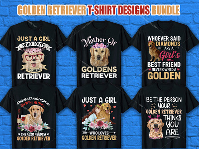Golden Retriever T Shirt Design Bundle