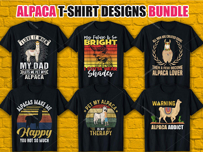 ALPACA T SHIRT DESIGN BUNDLE 3d alpaca shirts animation branding graphic design logo