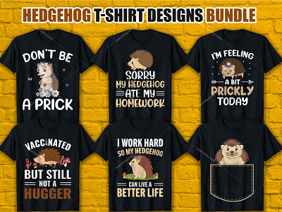 HEDGEHOG T SHIRT DESIGN BUNDLE 3d animal shirts animation branding graphic design logo