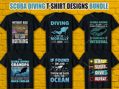 SCUBA DIVING T SHIRT DESIGN BUNDLE animation branding graphic design logo motion graphics scuba diving shirts