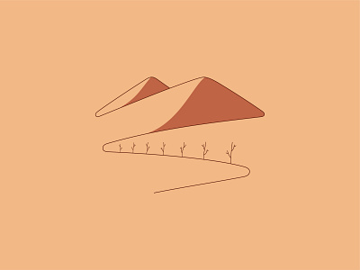 desert art desert design dry graphic hill illustration line mount sand tree vector