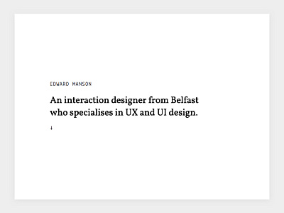 2017 Portfolio Homepage Design belfast black minimal portfolio typography ui user interface web design website white