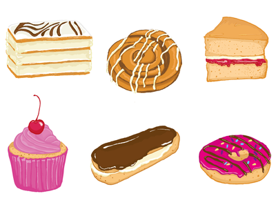 Cakes baking cakes handdrawn illustration