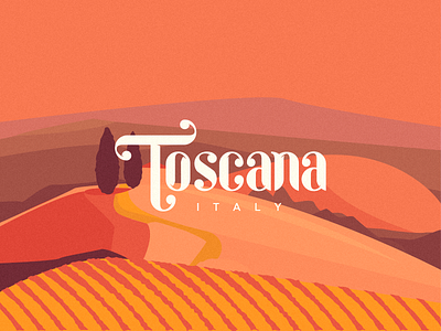 Toscana italy landscape letter toscana tuscany typography