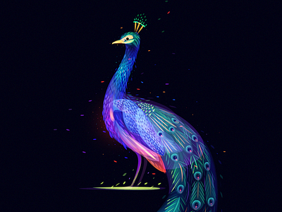 Fantasy Peacock bird light peacock space water wave