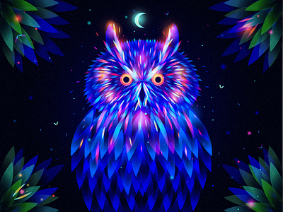 Magic Owl fantasy forest light night owl