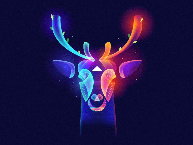 Fantasy Night (Summertime) deer fantasy leaves night reindeer summer