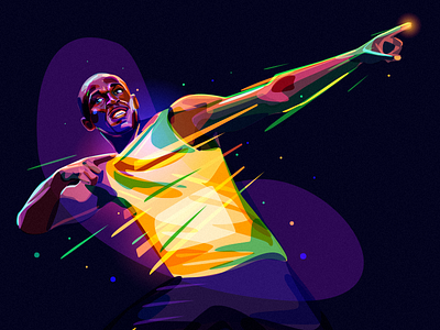 Usain Bolt bolt color jamaica olympic portrait runner star winner