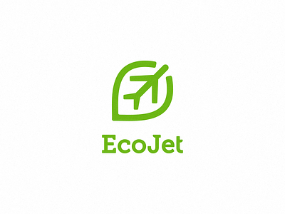 EcoJet airline eco green jet leaf logo plane