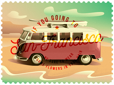San Francisco bus california love san francisco stamp surf