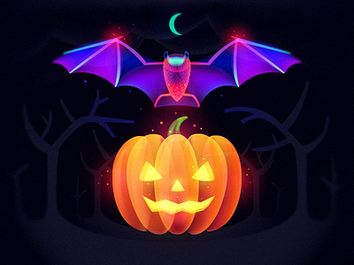 Halloween bat forest halloween horror moon night pumpkin scary