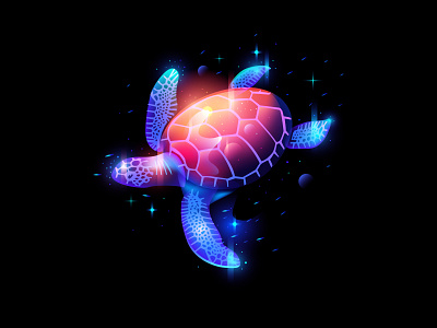 Deep Ocean dream fantasy illustration light ocean sea set space turtle