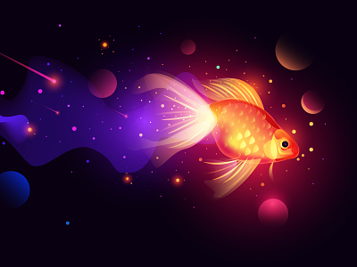 Russian Fairytales-1 dream fairytale fantsy light golden fish space