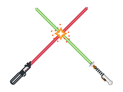 Pixel Jedi Battle darth vader lightsabers luke skywalker star wars