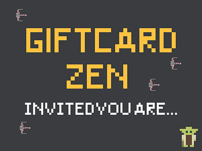 Giftcard Zen Party Invites pixels star wars x-wing yoda