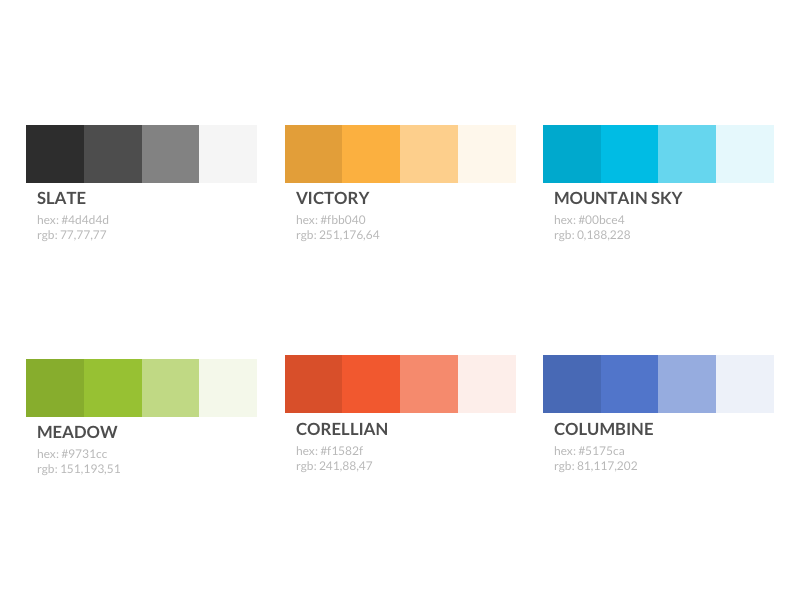 Colours complimentary primary tint shades branding palette colors styleguide