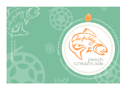 Peach Cream Ale beer fish fly fishing homebrew label peach trout