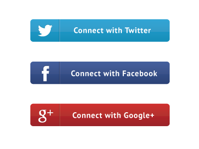 Social Connect Buttons Shot buttons connect facebook google twitter